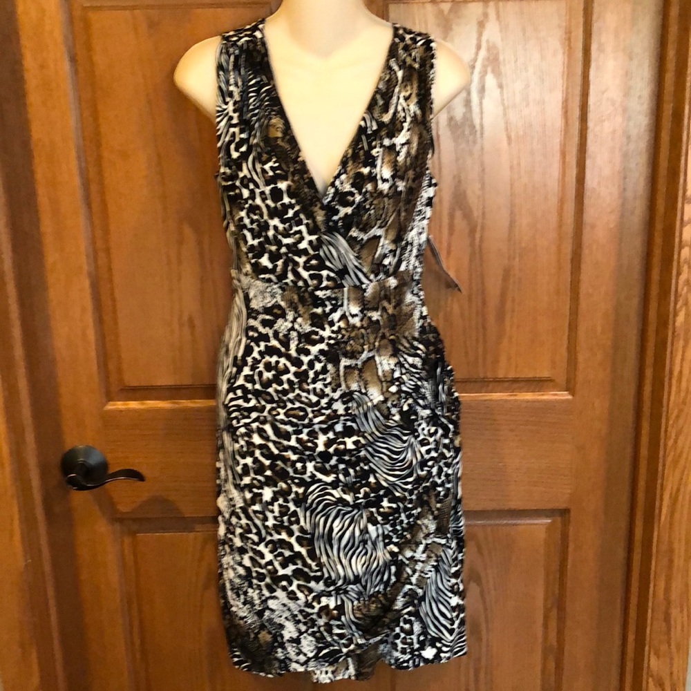 Alfani Animal Print Dress, Black/Brown, NWT, 10